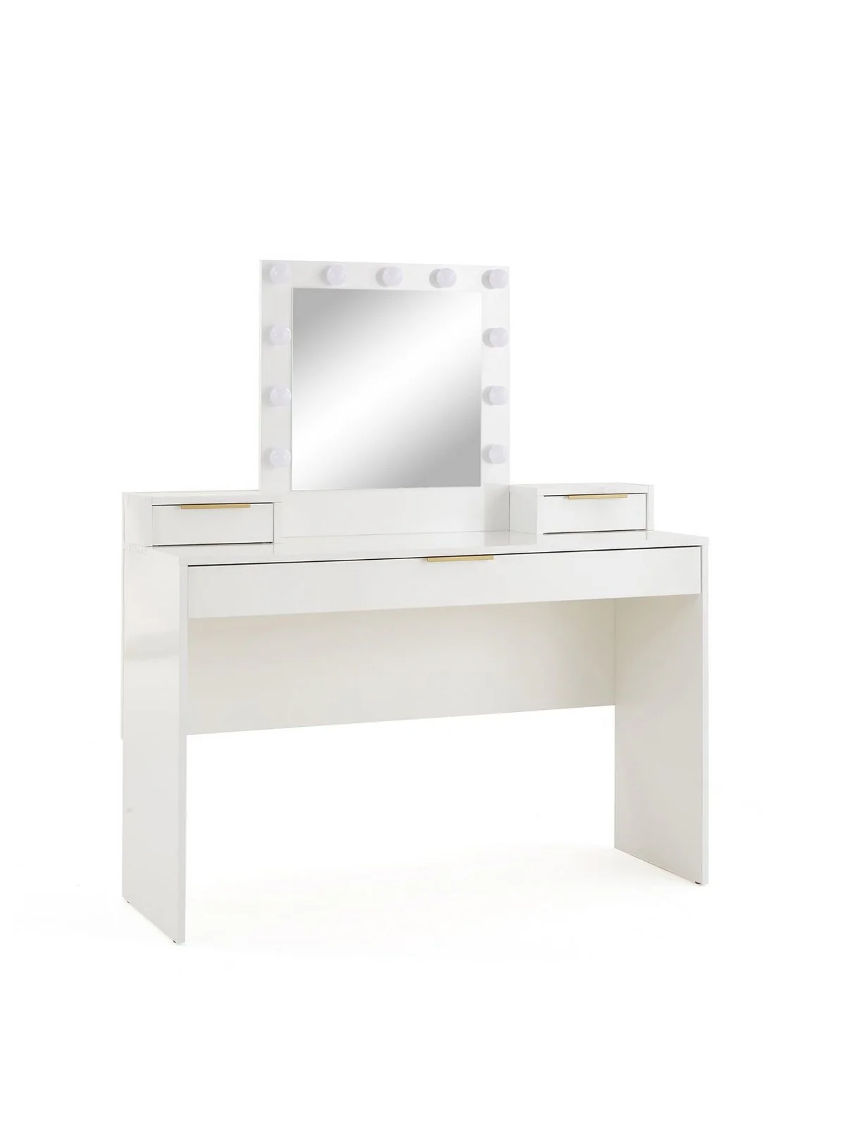 Bessy Gloss Dressing Table with Mirror White LED Vanity Set with Drawers - Image 3