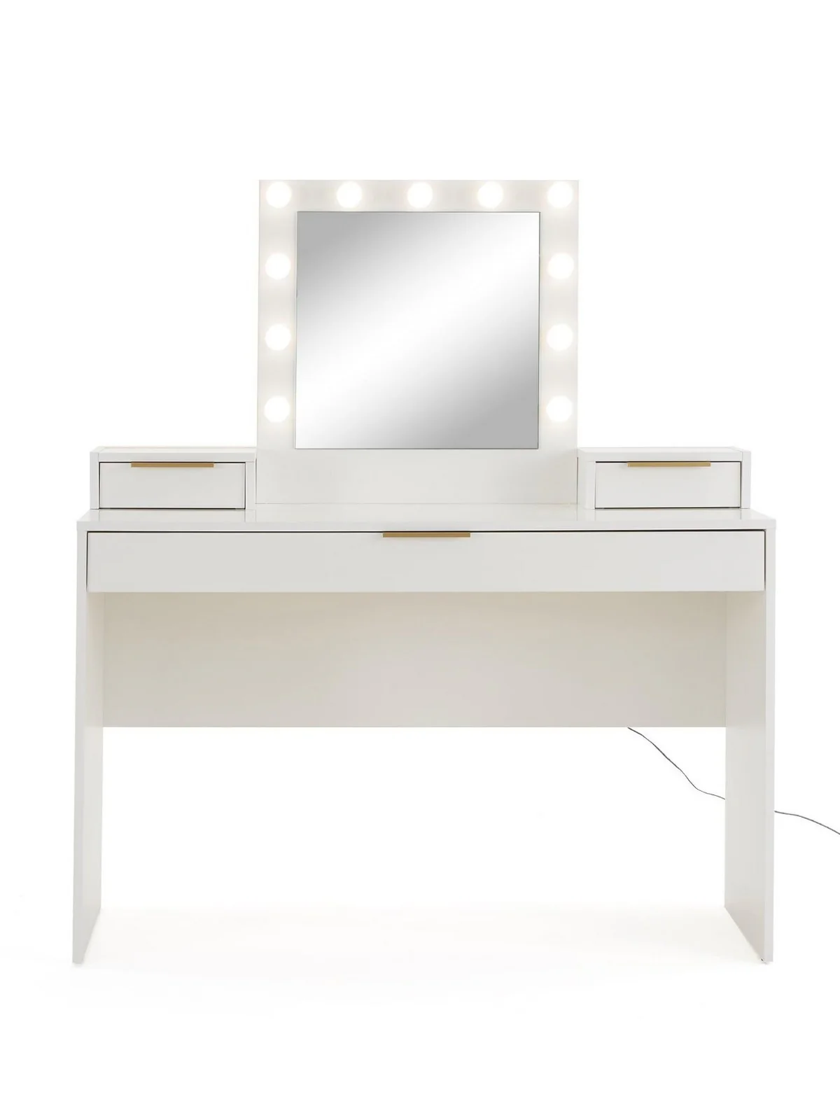 Bessy Gloss Dressing Table with Mirror White LED Vanity Set with Drawers - Image 4