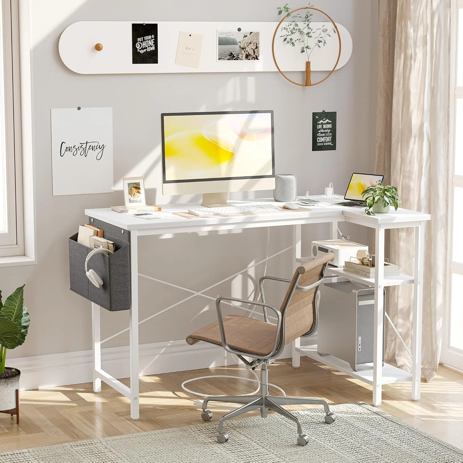 BEXEVUE L-Shaped Desk 140x70cm White | Corner Computer Desk - Image 7