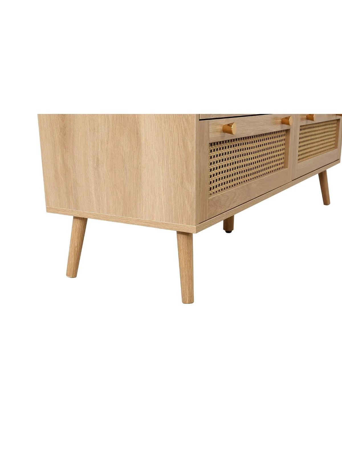 Birlea Croxley 7 Drawer Rattan Chest | Natural Woven Front | Gold Handles - Image 6