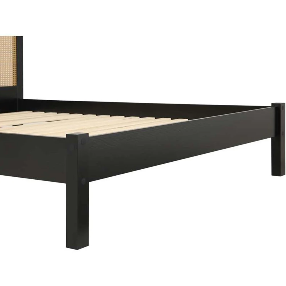 Birlea Croxley King Size Bed Black & Oak Rattan | Rattan Headboard | Solid - Image 5