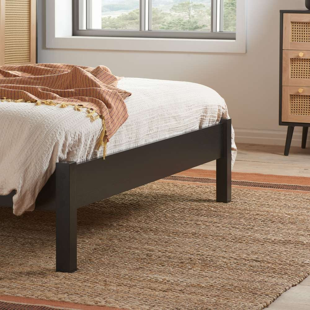 Birlea Croxley King Size Bed Black & Oak Rattan | Rattan Headboard | Solid - Image 7