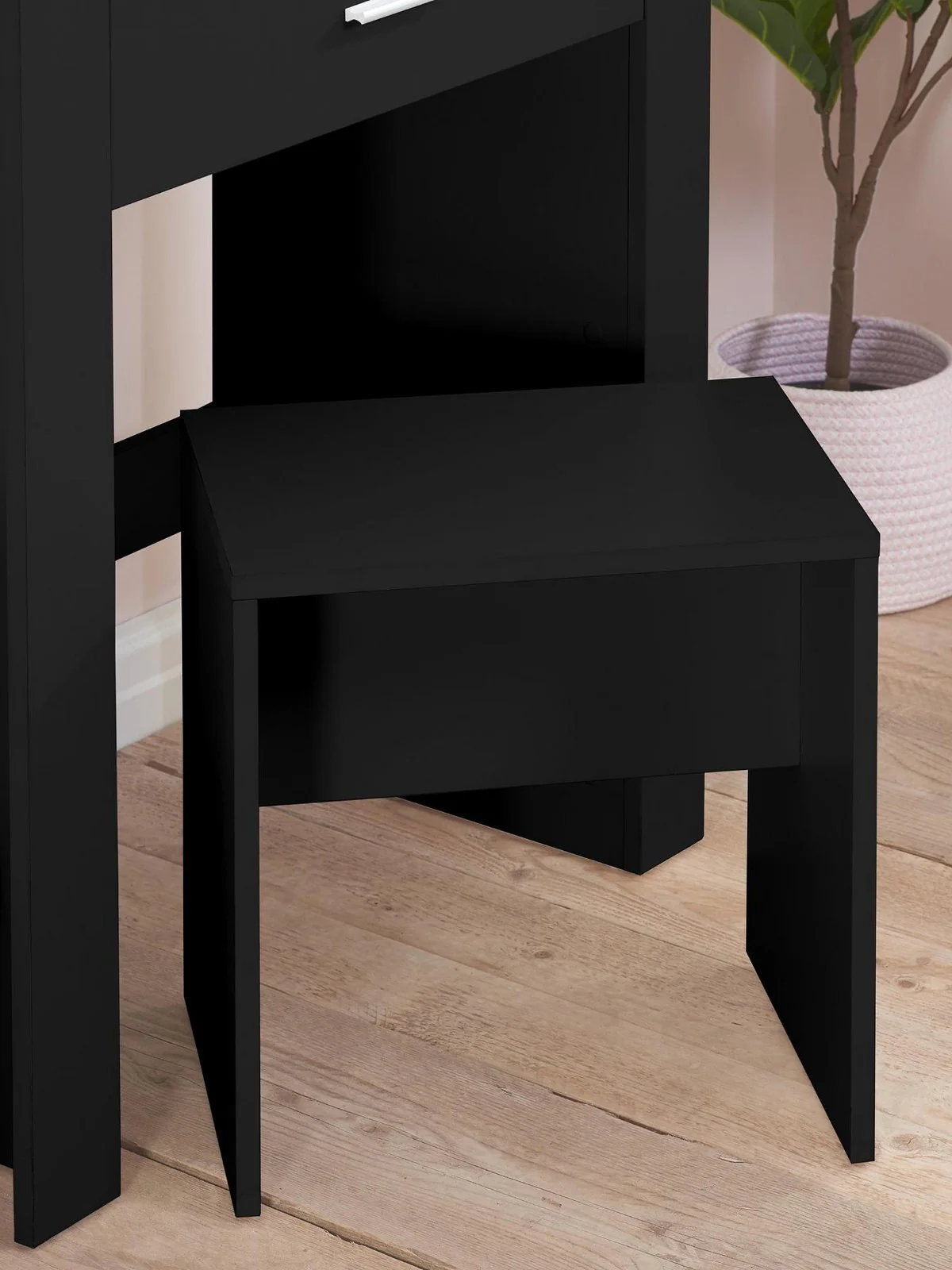 Birlea Evelyn Sliding Mirror Dressing Table Black | Vanity Desk with Stool - Image 5
