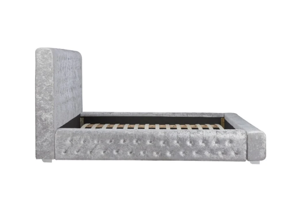 Birlea Grande Fabric Bed Super King Size Velvet Grey Buttoned Headboard - Image 3