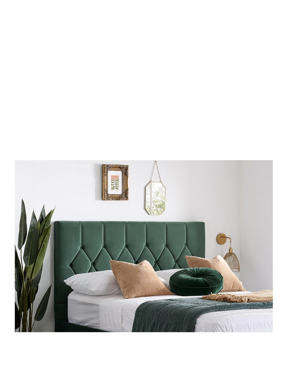 Birlea Loxley Double Bed Green | Upholstered Fabric Bed Frame | Luxe Bedroom - Image 2
