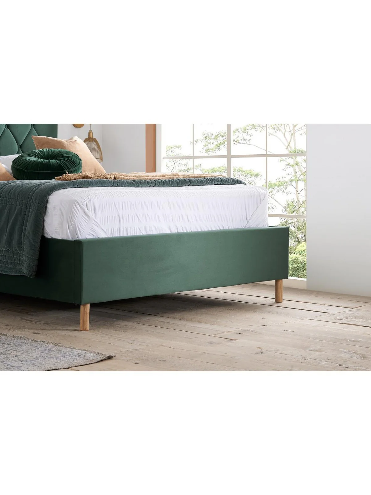 Birlea Loxley King Bed Green | Upholstered Fabric Bed Frame | Sprung Slat Base - Image 5