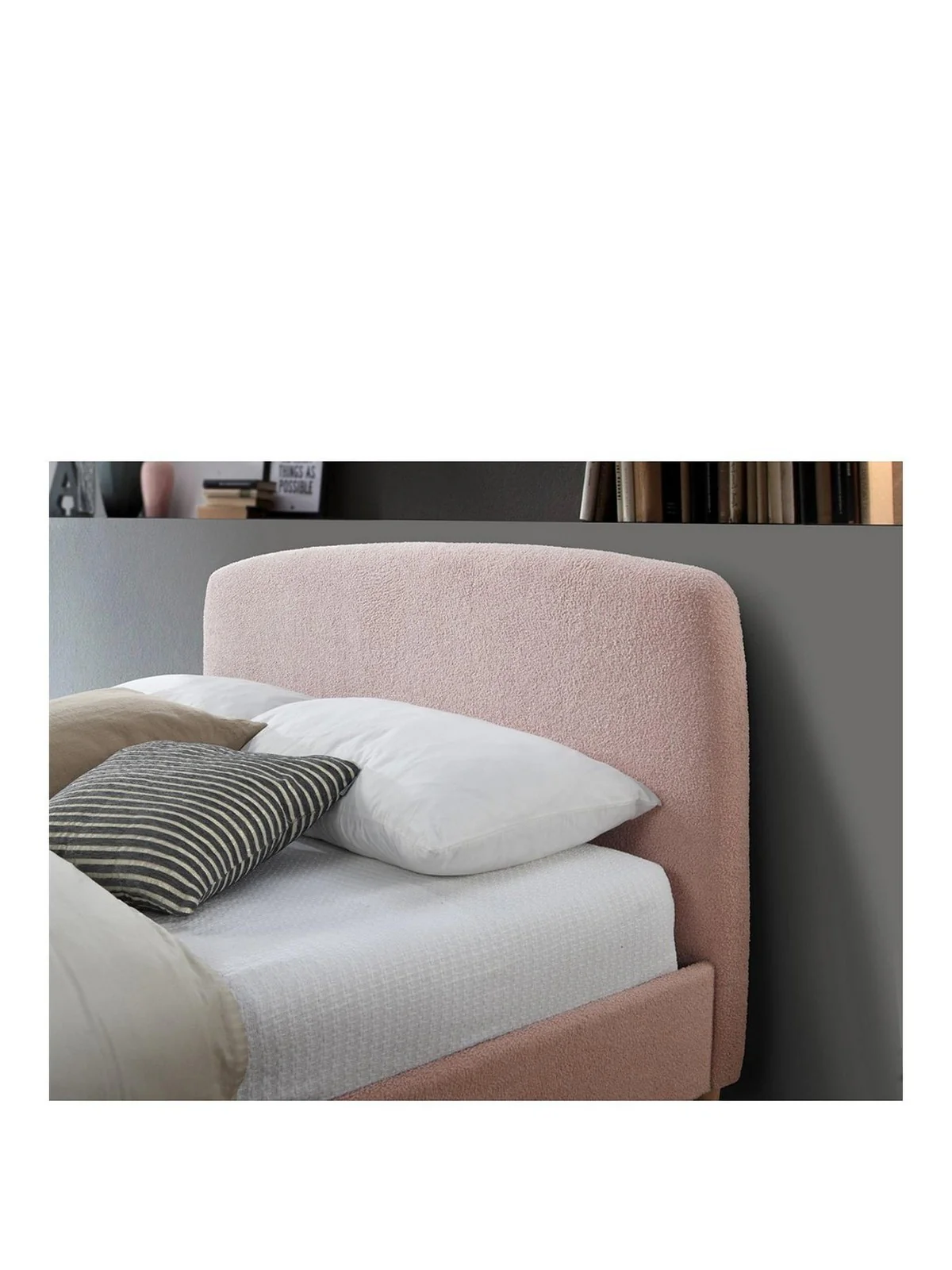 Birlea Otley Cosy Upholstered Bed Double Pink Teddy Bear Fabric - Image 2
