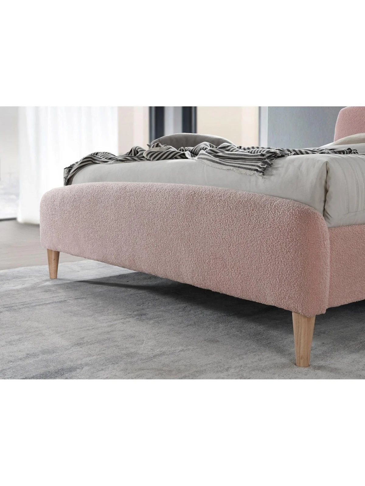 Birlea Otley Cosy Upholstered Bed Double Pink Teddy Bear Fabric - Image 3