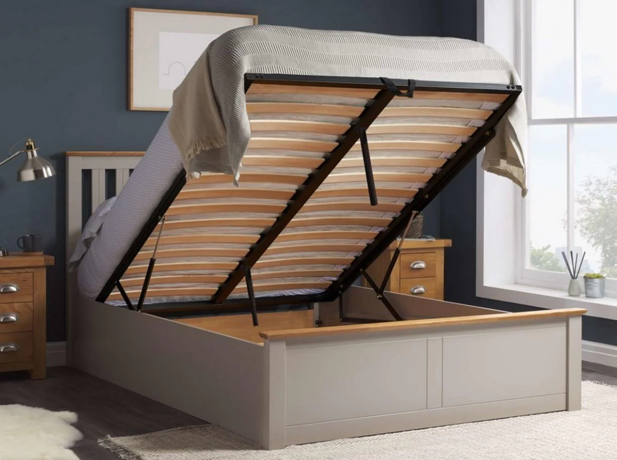 Birlea Phoenix 5FT Kingsize Wooden Ottoman Bed Pearl Grey Storage - Image 2