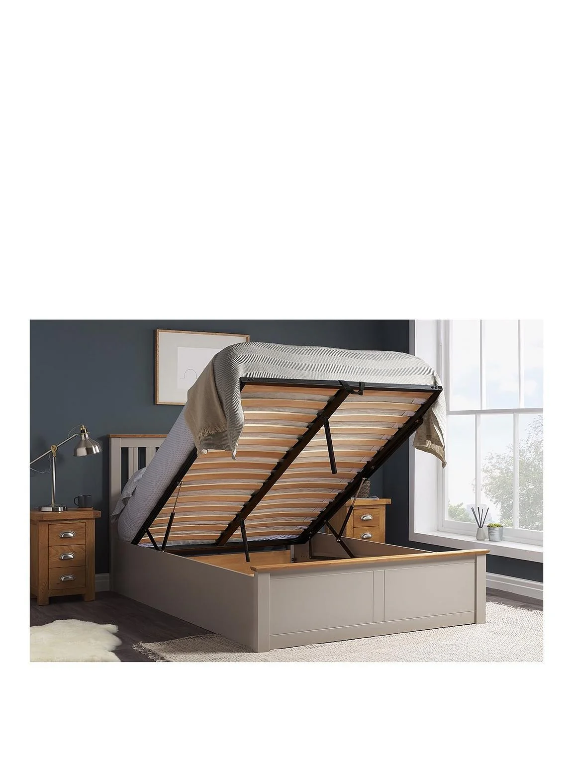 Birlea Phoenix Ottoman Bed Grey | Storage Bed | Sprung Slats | Double - Image 2