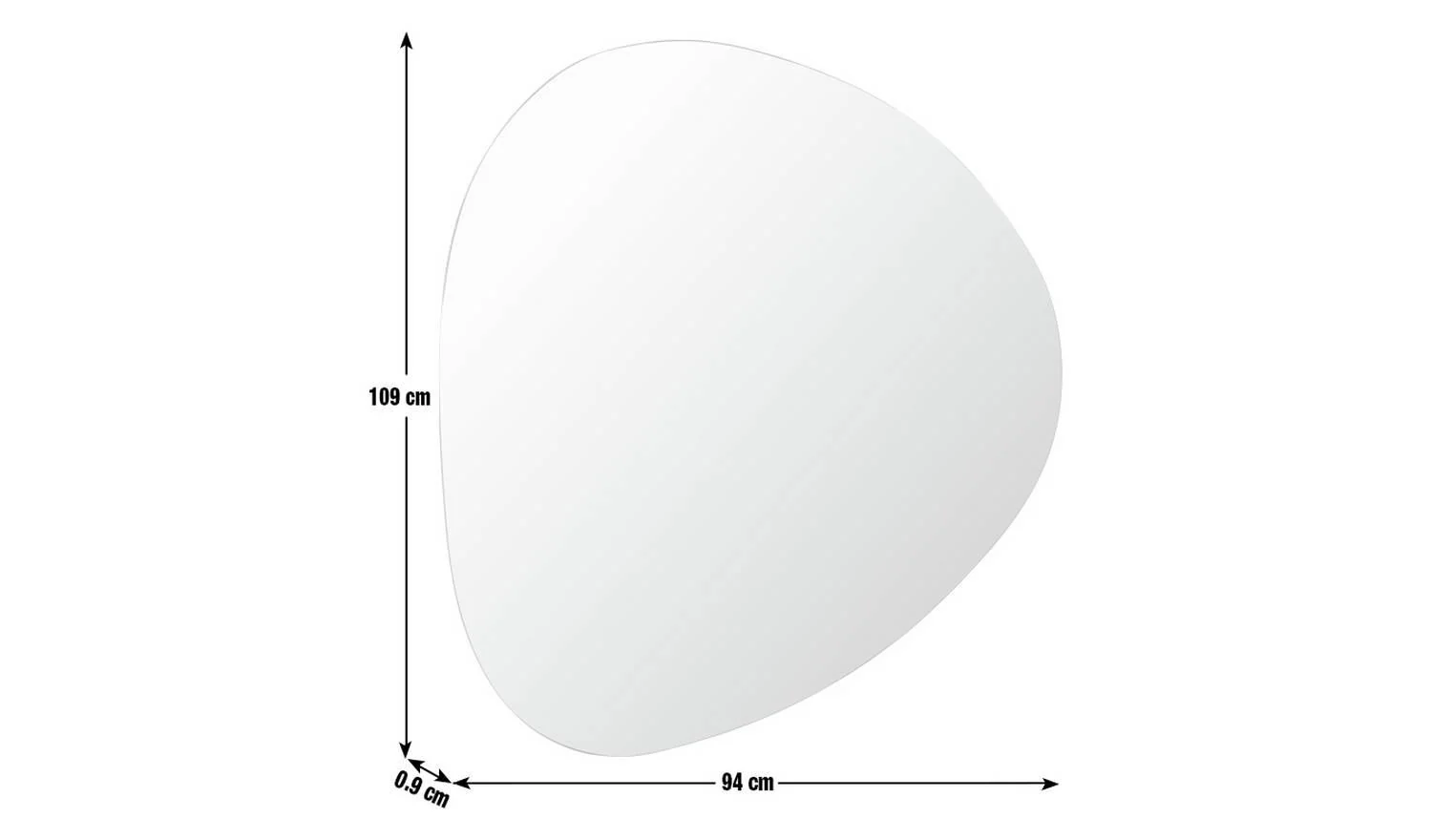 Black Frameless Irregular Wall Mirror 109x94cm For Living Room Hallway - Image 4