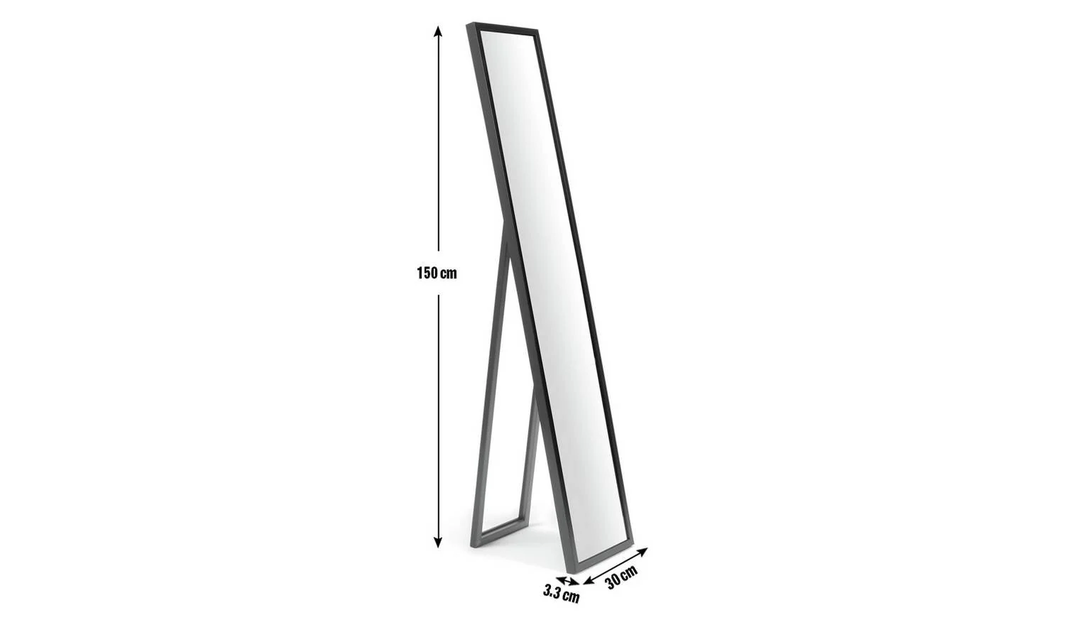Black Free Standing Cheval Mirror 150x30cm Modern Minimalist Style - Image 5