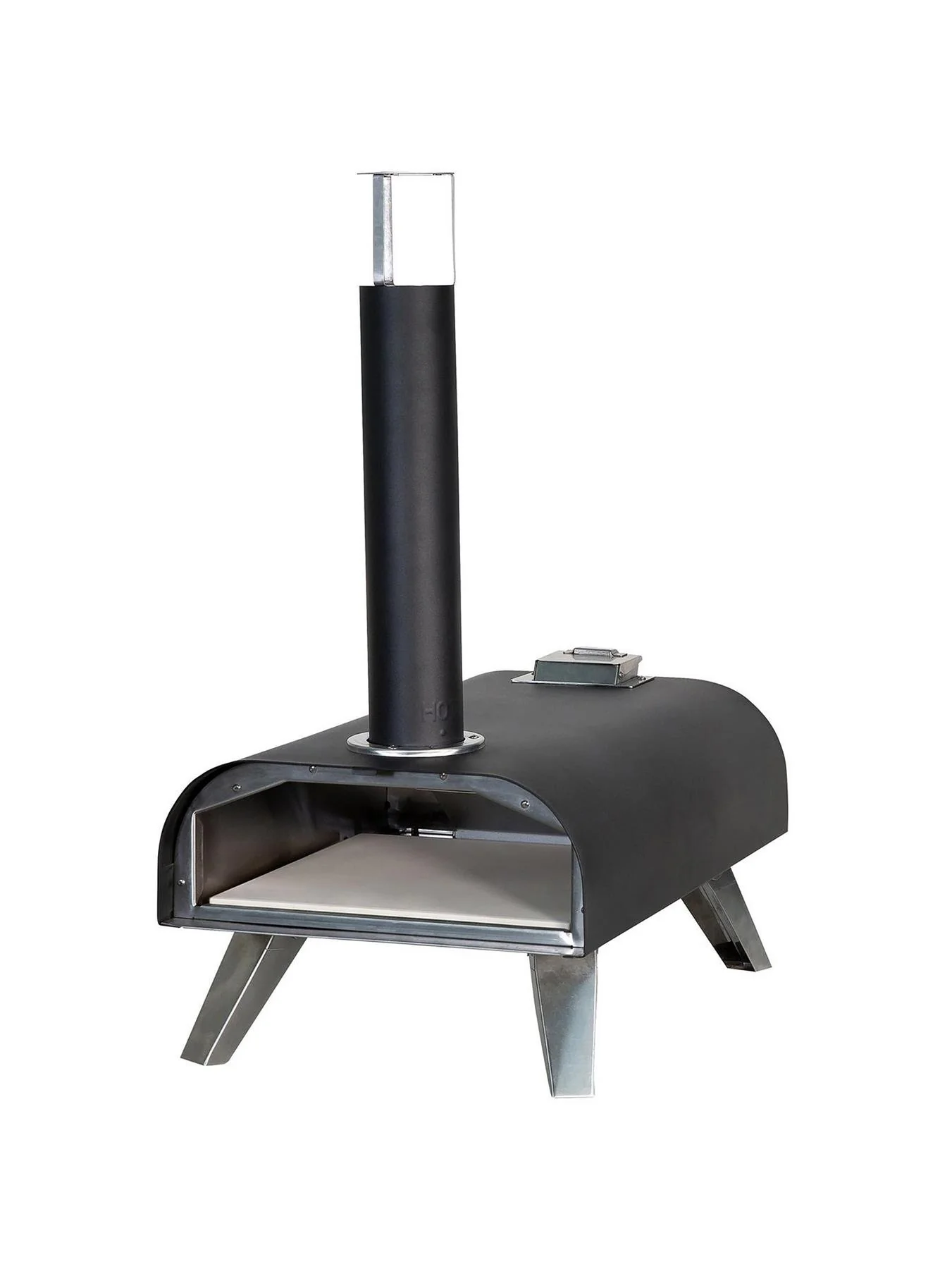 Black Painted Wood Pellet Pizza Oven With Paddle Cover Outdoor Garden - Image 3
