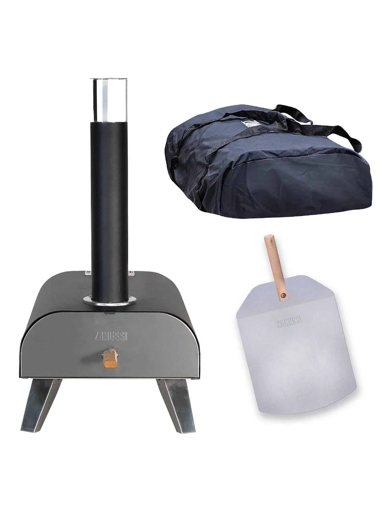 Black Painted Wood Pellet Pizza Oven With Paddle Cover Outdoor Garden - Image 4