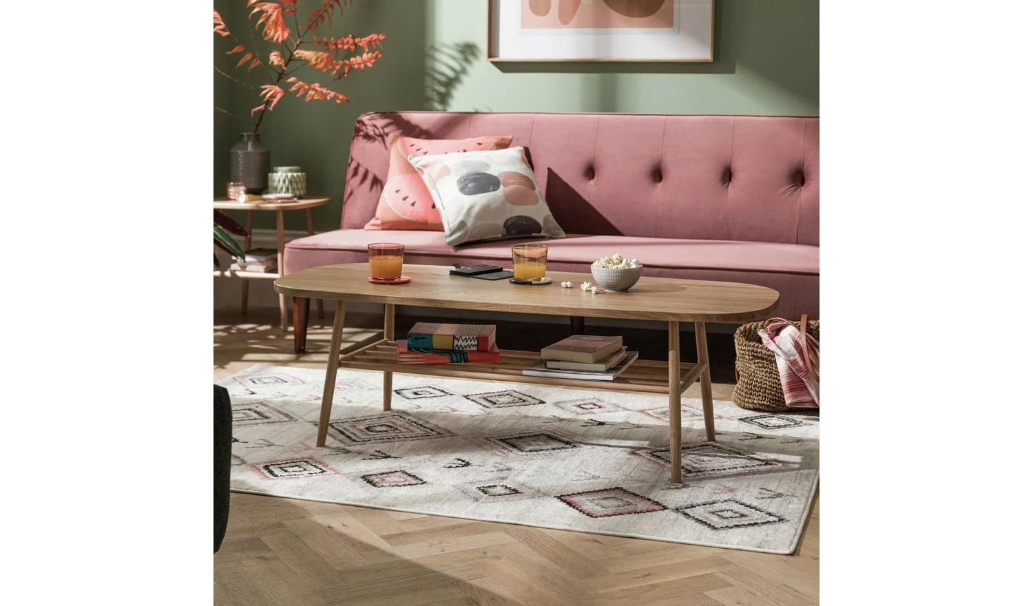 Blush Pink Cut Pile Rug 120x170cm Soft Living Room Bedroom Floor - Image 2