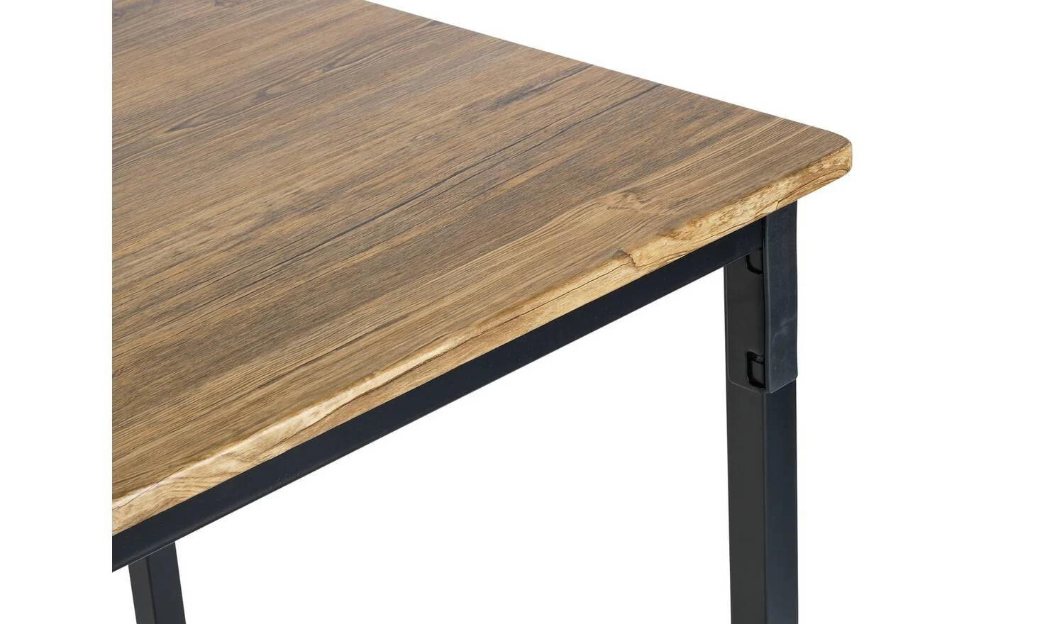 Bolitzo Oak Dining Table & 2 Black Benches For Family Dining Room - Image 6