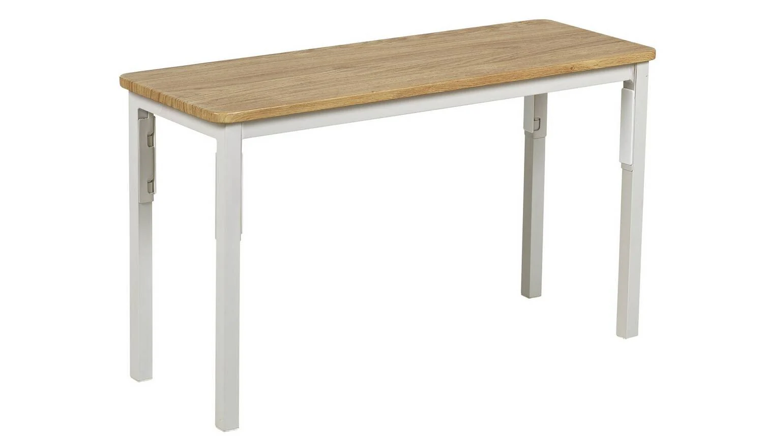 Bolitzo Oak Dining Table & 2 White Benches For Small Spaces - Image 5