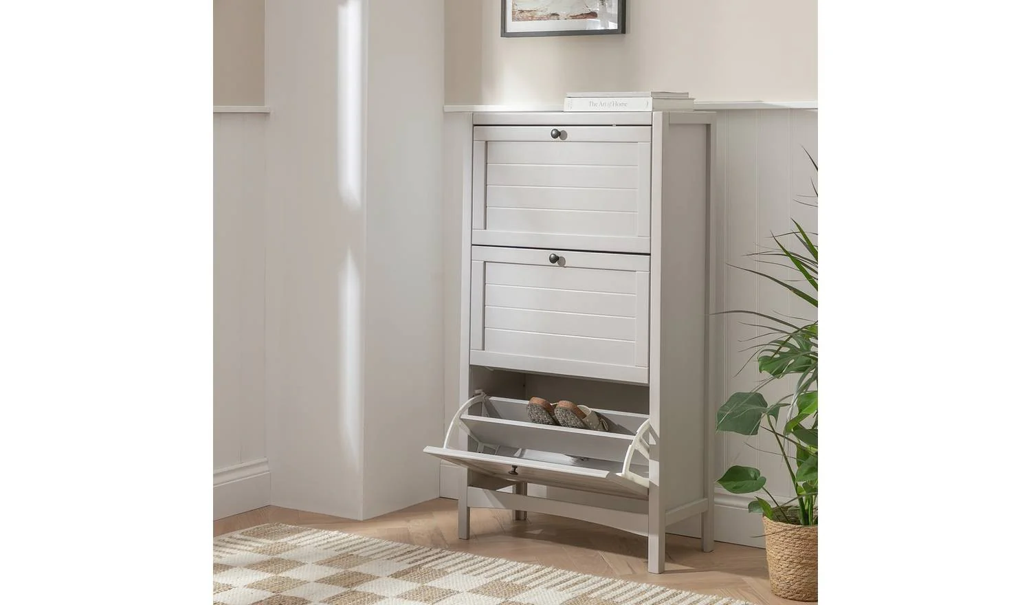 Bournemouth Shoe Storage Cabinet Grey Hallway Entryway Furniture Organiser - Image 3