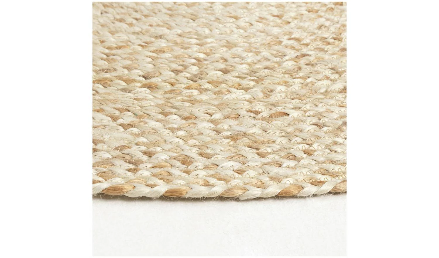 Braided Round Natural Jute Flatweave Rug 100cm Neutral Colour Natural - Image 3