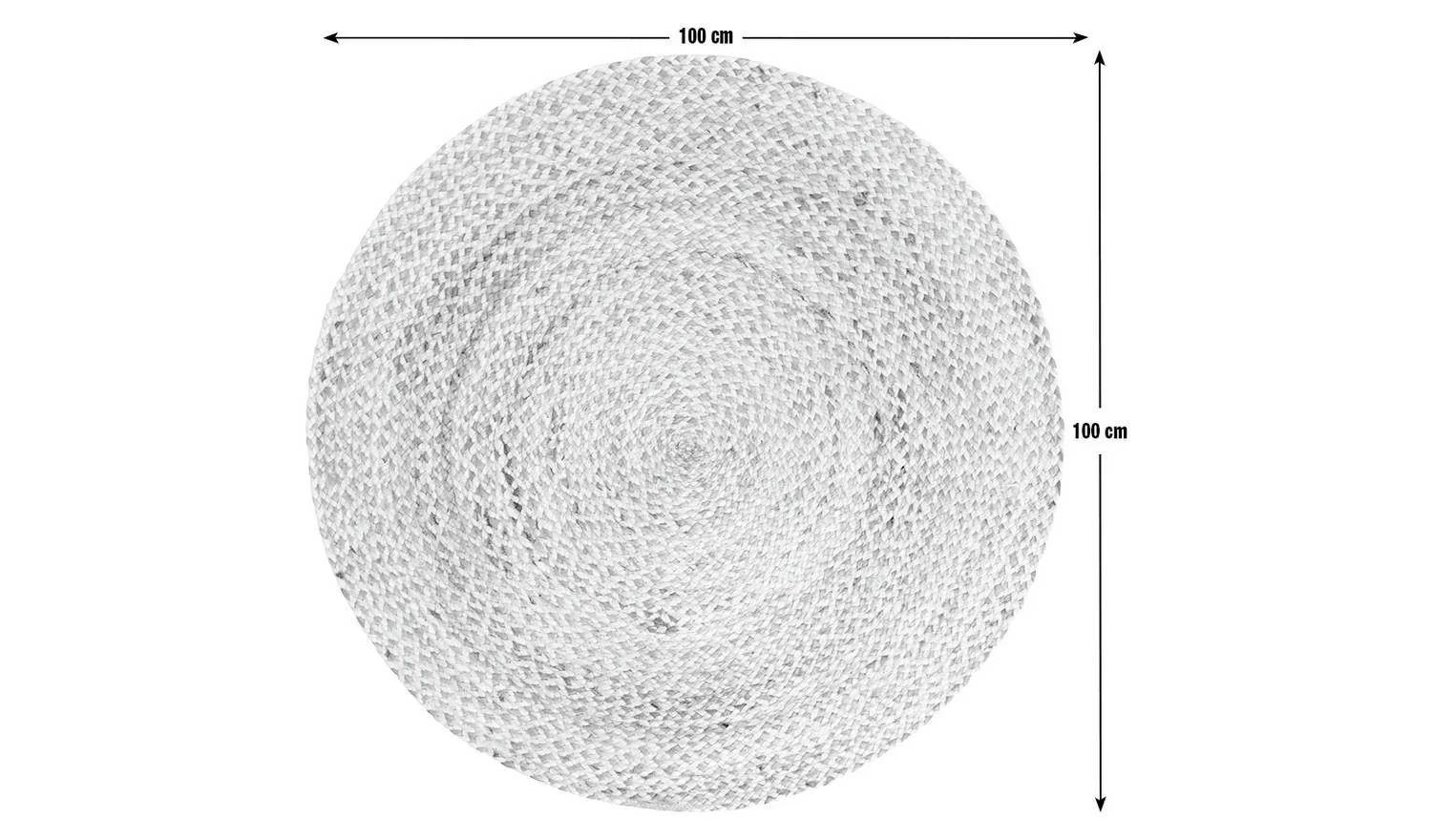 Braided Round Natural Jute Flatweave Rug 100cm Neutral Colour Natural - Image 5
