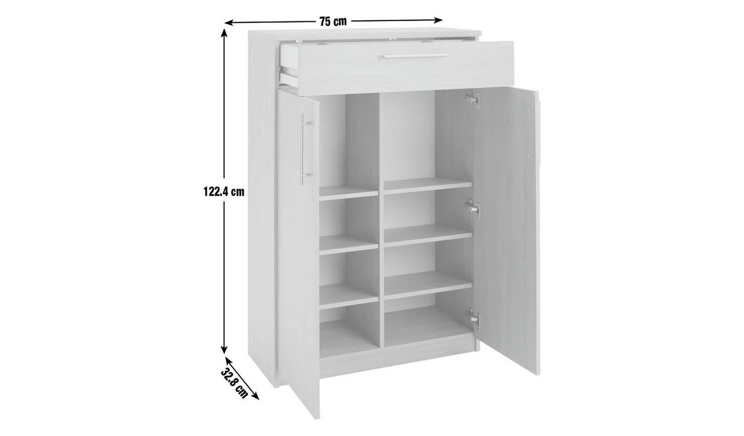 Brisbane 2 Door Shoe Storage Cabinet White Hallway Organiser Furniture - Image 8