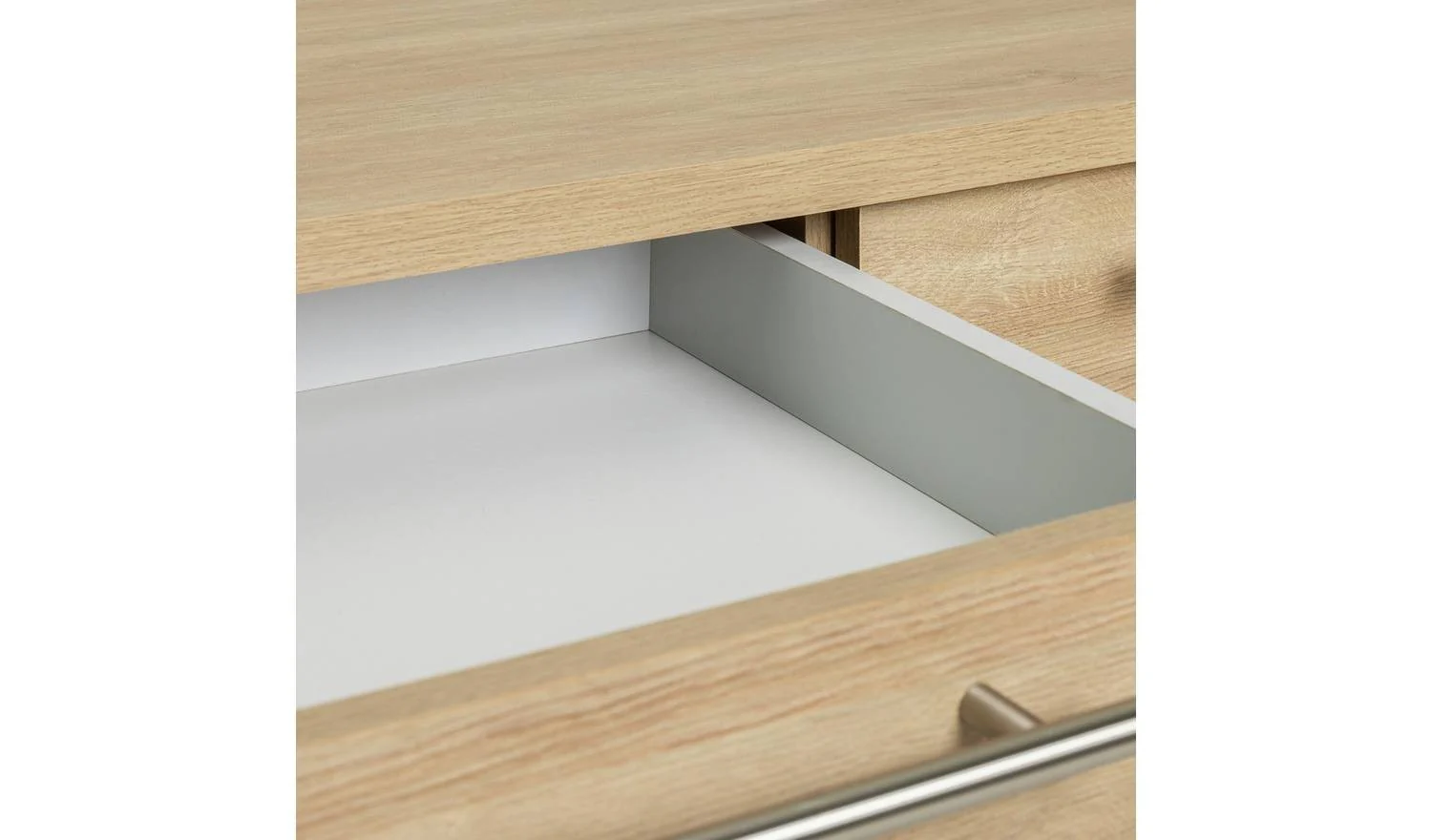 Brisbane 2 Drawer Dressing Table Oak Compact Design Storage Drawers - Image 6