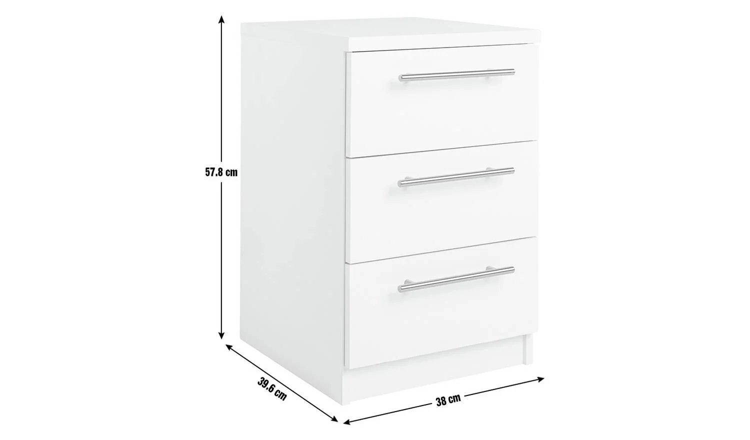 Brisbane 3 Drawer Bedside Grey Modern Bedroom Furniture Storage Organiser - Image 8