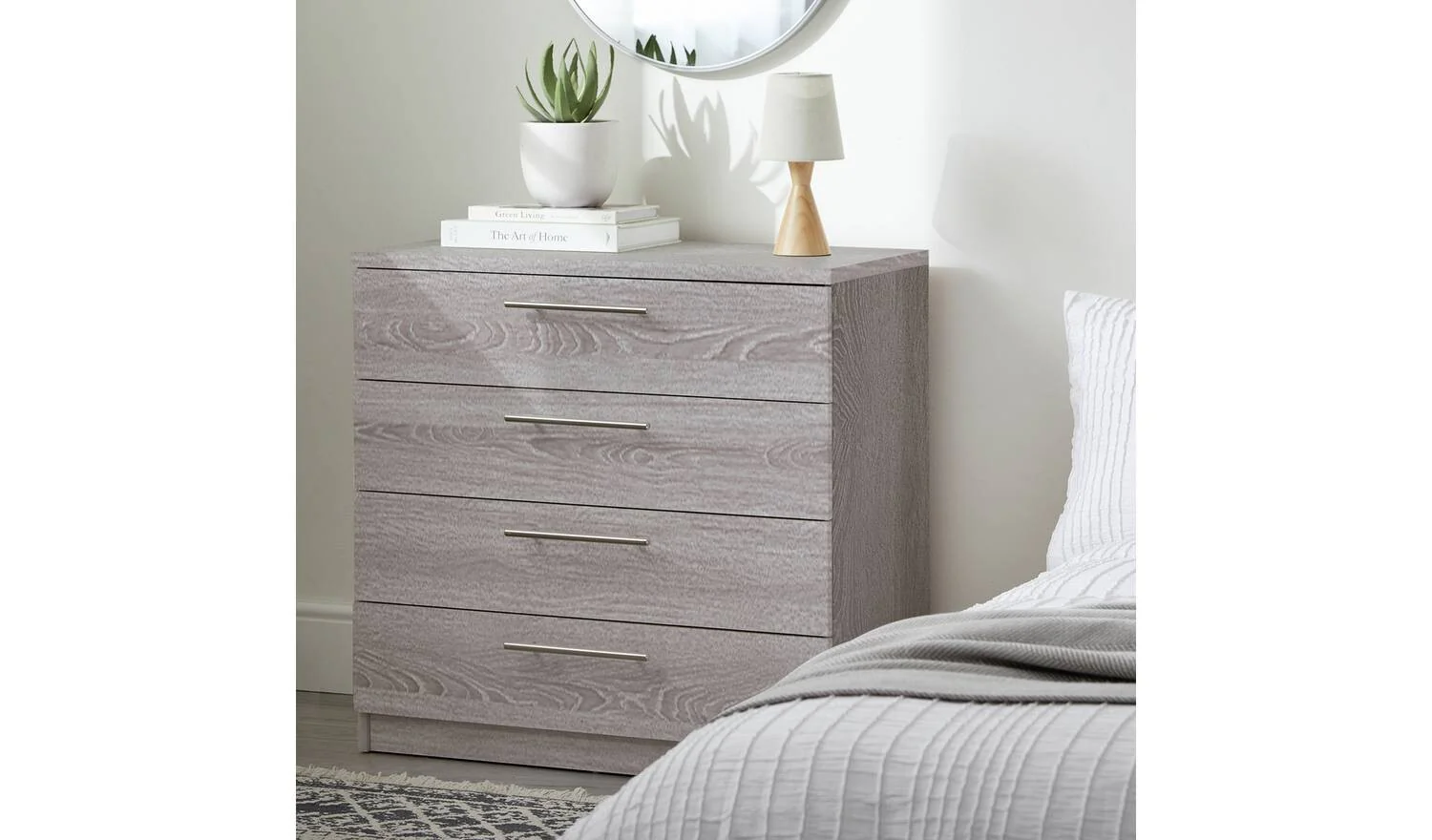 Brisbane 4 Drawer Chest Grey Oak Storage Organiser Bedroom Furniture - Image 2