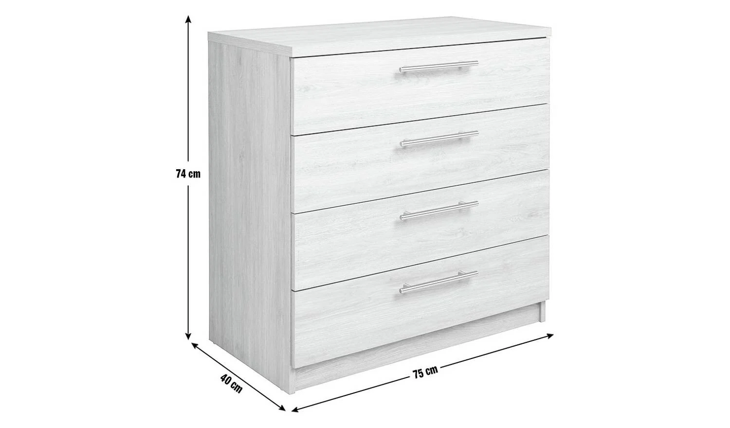 Brisbane 4 Drawer Chest Grey Oak Storage Organiser Bedroom Furniture - Image 8