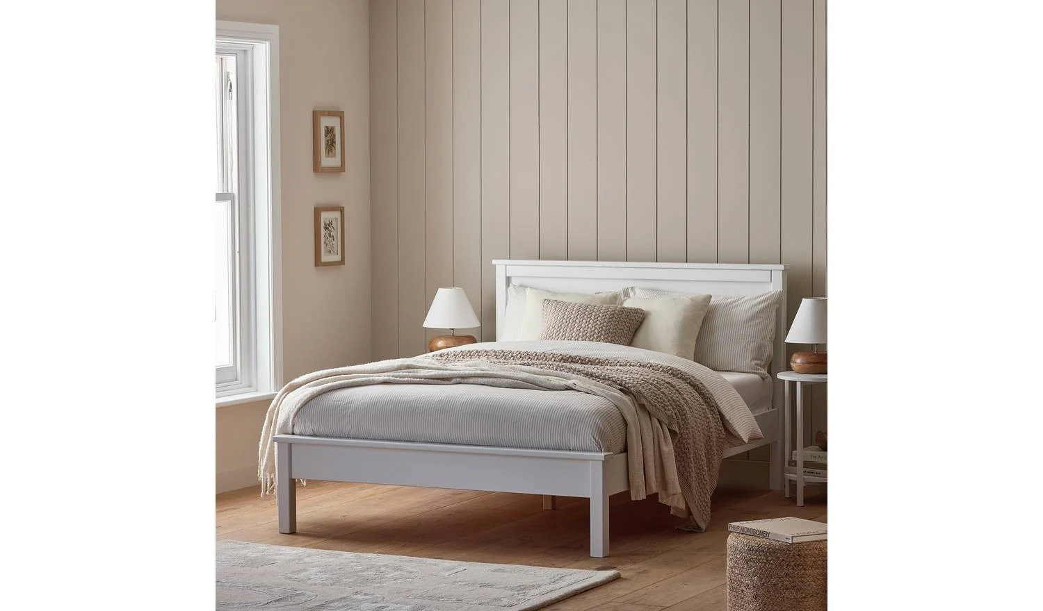 Brooklyn Double Wooden Bed Frame White Easy Assembly Bedroom Furniture - Image 3