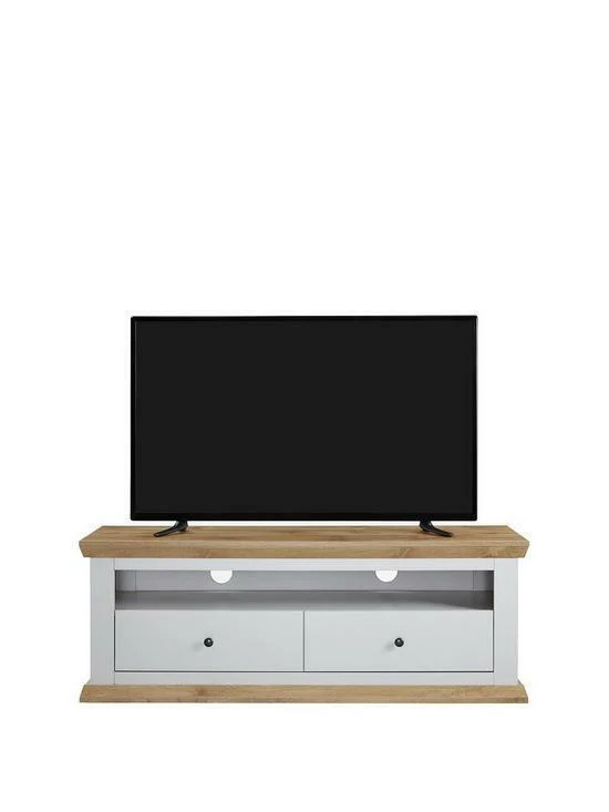 Burford Wide TV Unit Fits Up to 60 Inch TV with Grey and Oak Finish Living Room