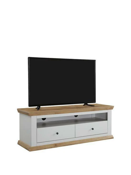 Burford Wide TV Unit Fits Up to 60 Inch TV with Grey and Oak Finish Living Room - Image 2