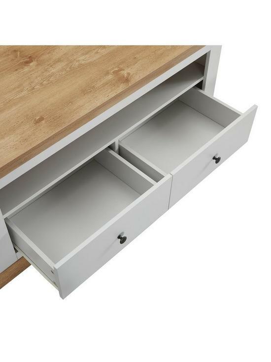 Burford Wide TV Unit Fits Up to 60 Inch TV with Grey and Oak Finish Living Room - Image 3