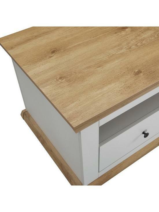 Burford Wide TV Unit Fits Up to 60 Inch TV with Grey and Oak Finish Living Room - Image 4