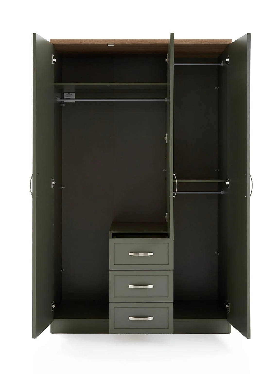 Camberley 3 Door Wardrobe Green Wood Effect | Mirror & 3 Drawers | 192cm H - Image 4