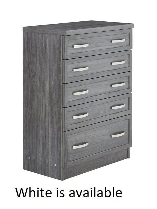 Camberley Graduated 5 Drawer Chest White Spacious and Stylish Bedroom Storage - Image 2