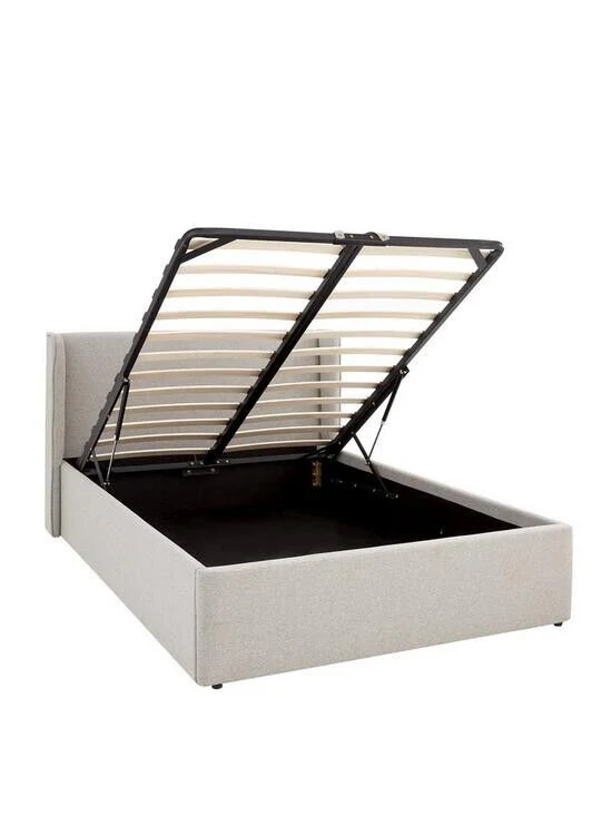 Camden Fabric Ottoman Double Bed Frame Grey Stylish and Spacious Storage Bed - Image 3