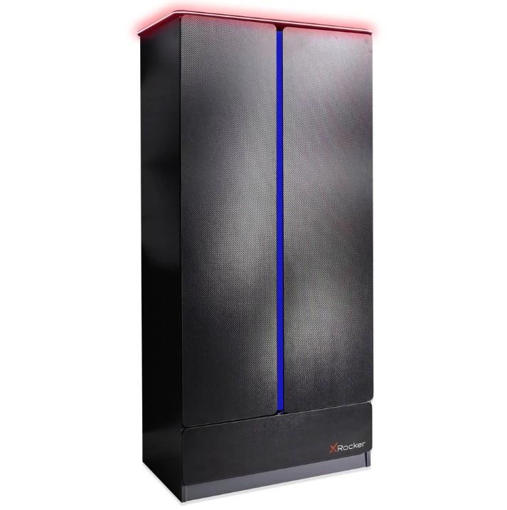 Carbon-Tek LED 2-Door Wardrobe with Drawer Grey Blue Neo Fibre Storage - Image 9