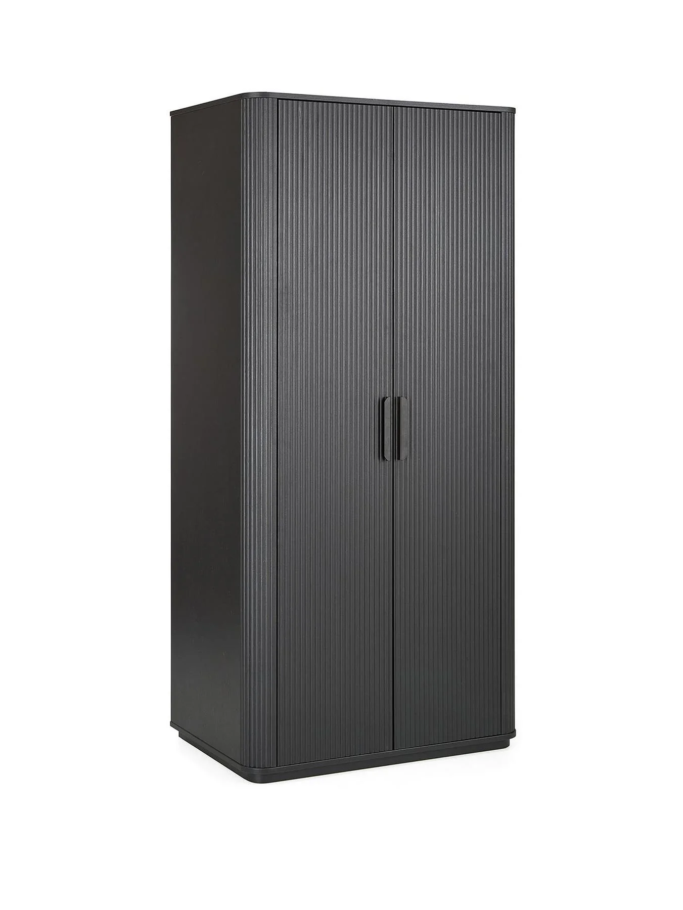 Carina 2 Door Plinth Wardrobe Black With Shelves And Rail Easy Assembly - Image 3