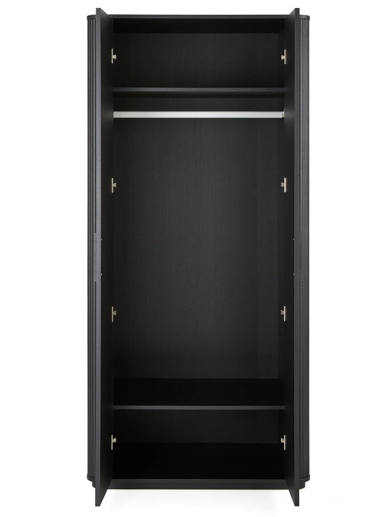 Carina 2 Door Plinth Wardrobe Black With Shelves And Rail Easy Assembly - Image 4