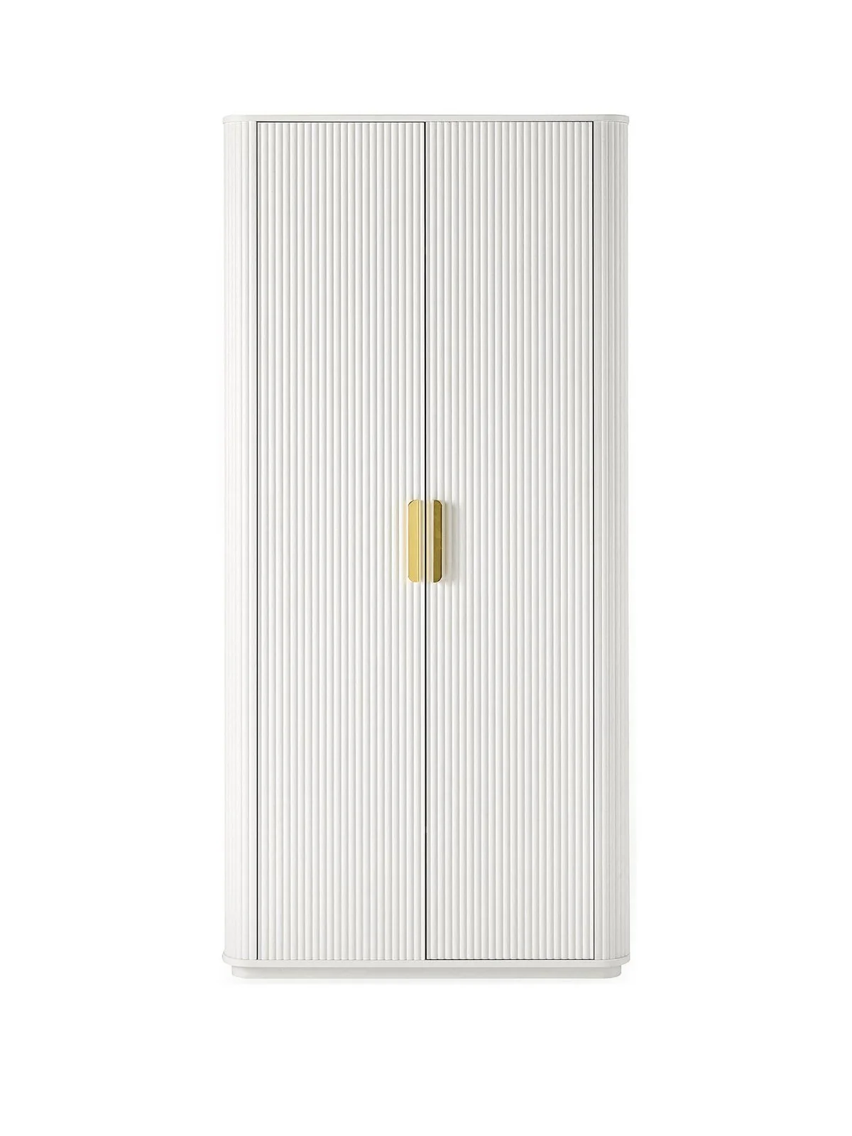 Carina 2 Door Plinth Wardrobe White | Ribbed Design | Gold Handles | Modern - Image 2