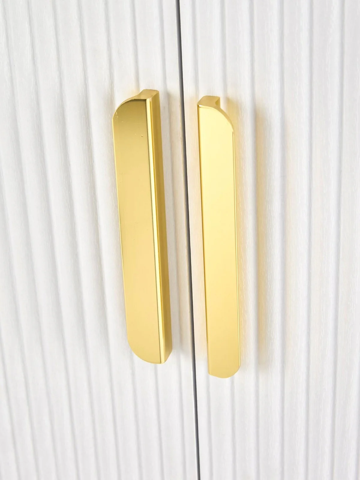 Carina 2 Door Plinth Wardrobe White | Ribbed Design | Gold Handles | Modern - Image 5