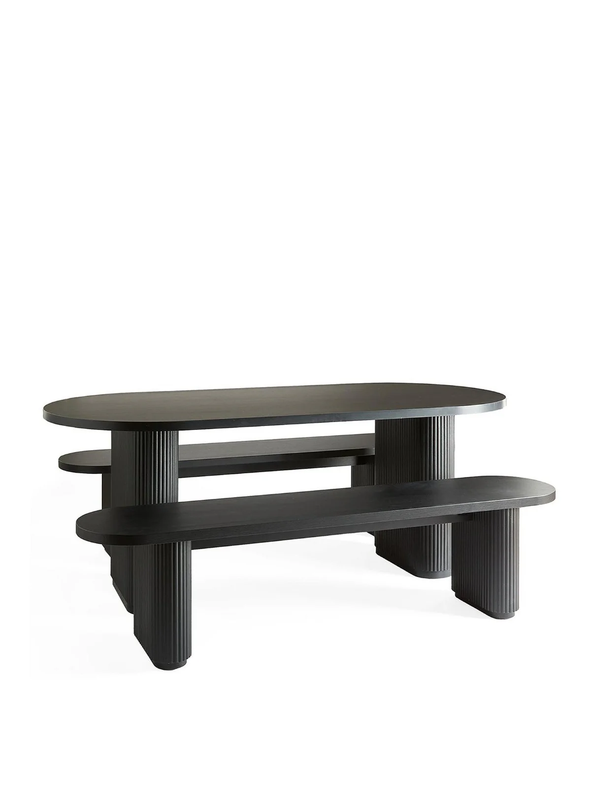 Carina Dining Table & Bench Set Black | Oval 200cm | MDF & Metal - Image 3