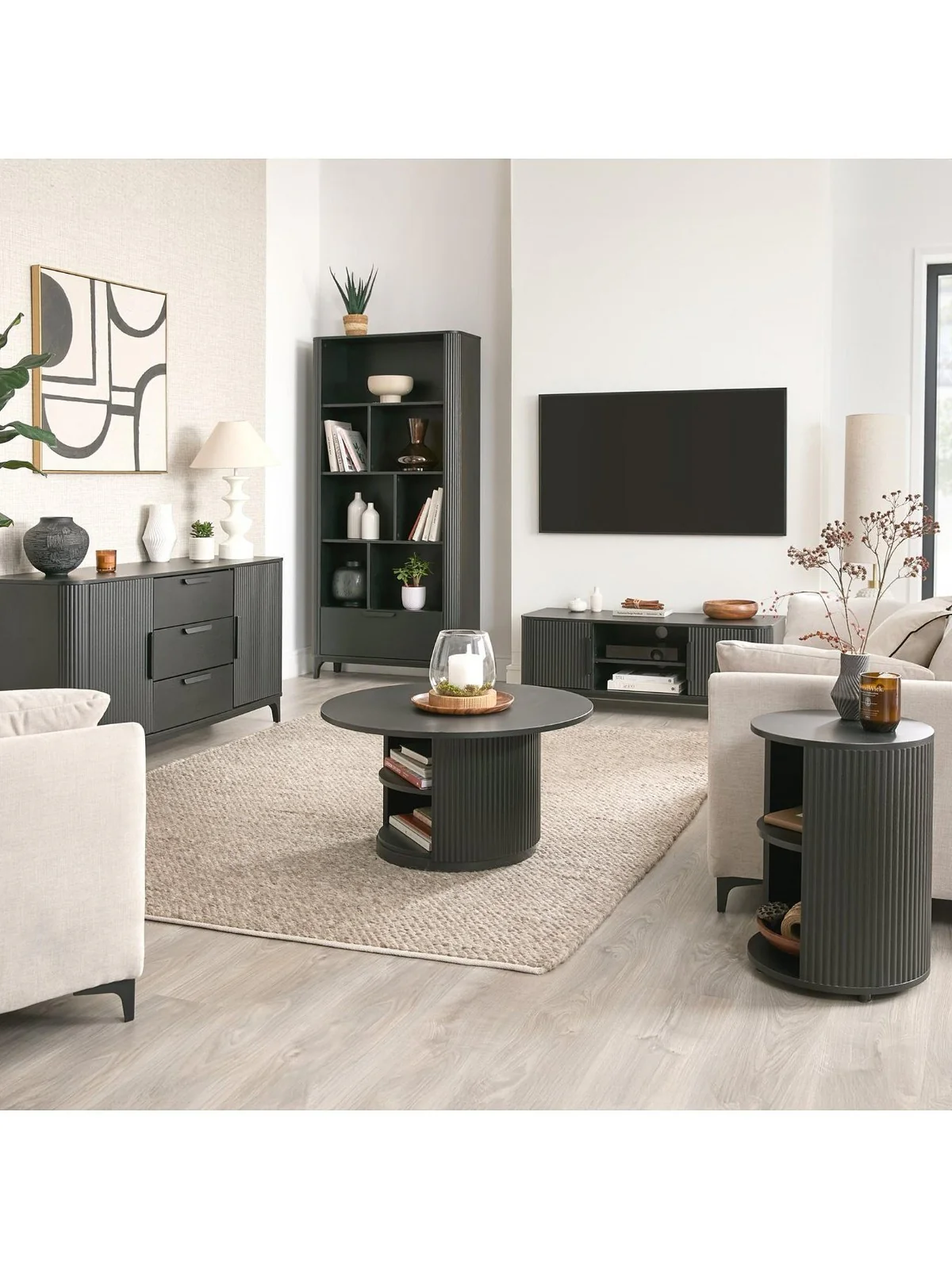 Carina TV Unit Black | Fits up to 50 inch TV | Ribbed Design | Media Stand - Image 7
