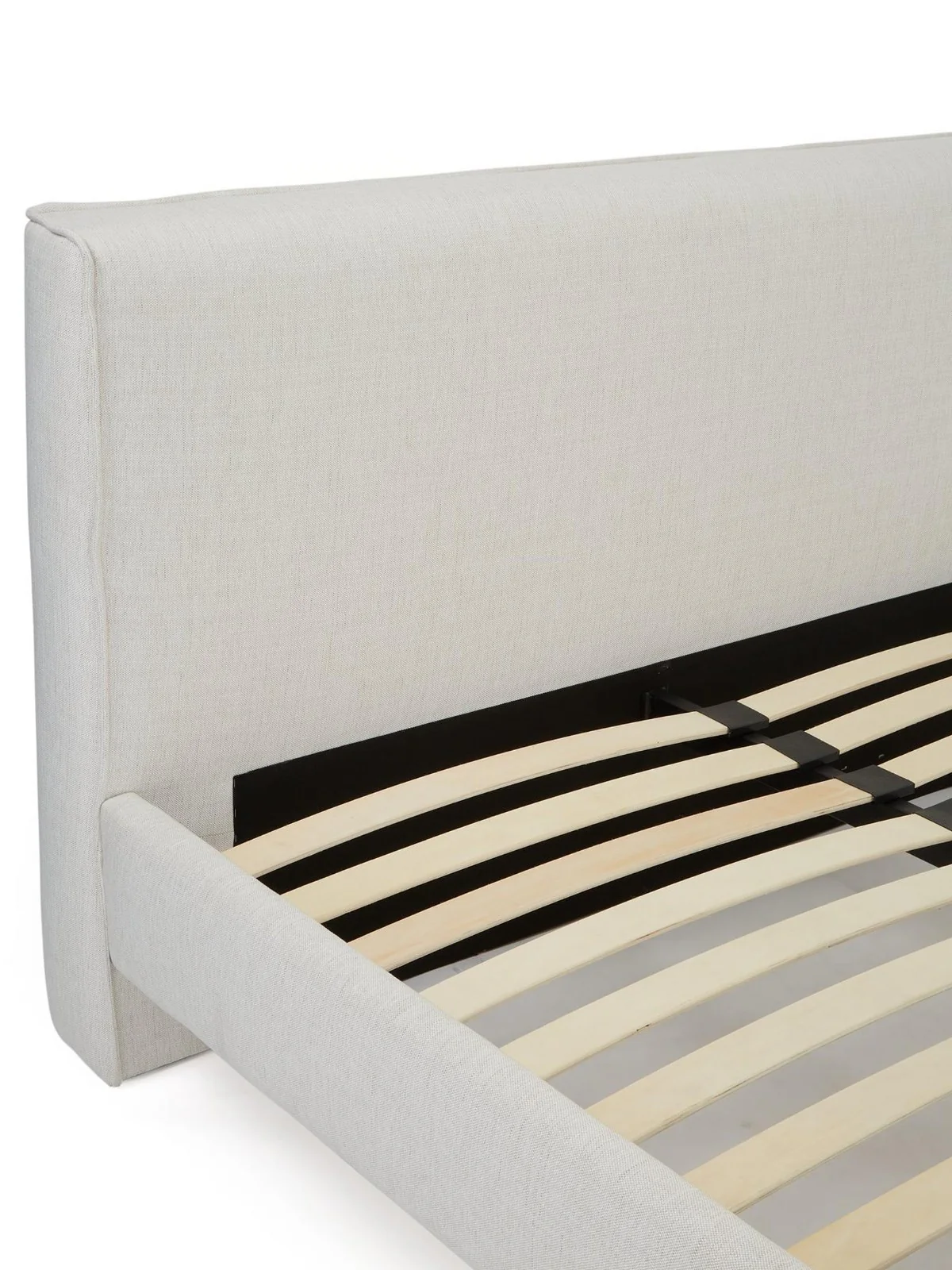 Carla Fabric Double Bed Frame - Natural | Padded Headboard | Sprung Slats - Image 3