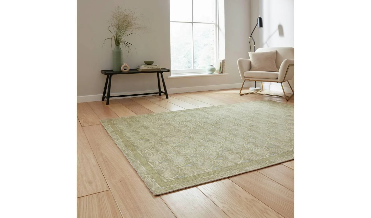 Catherine Lansfield Deco Green Flatweave Rug 76x150cm Runner Hallway - Image 3