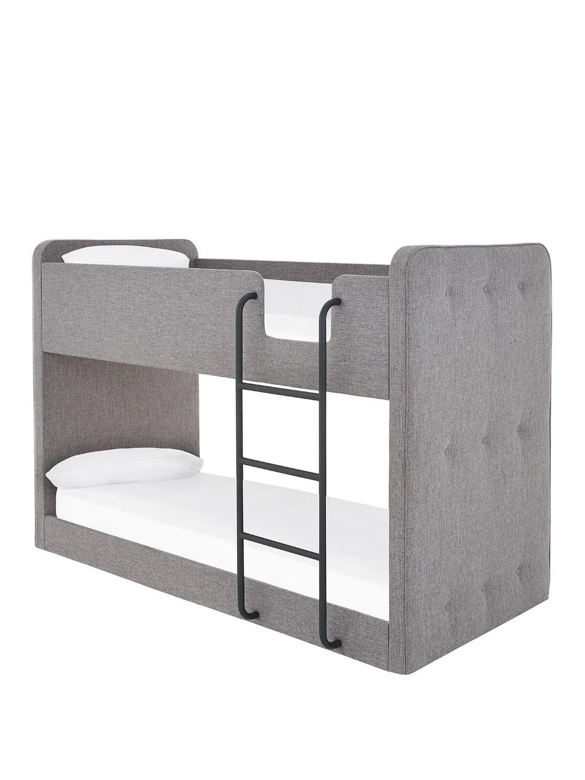 Charlie Fabric Bunk Bed Grey | Upholstered | 70kg Load | Metal Ladder - Image 2