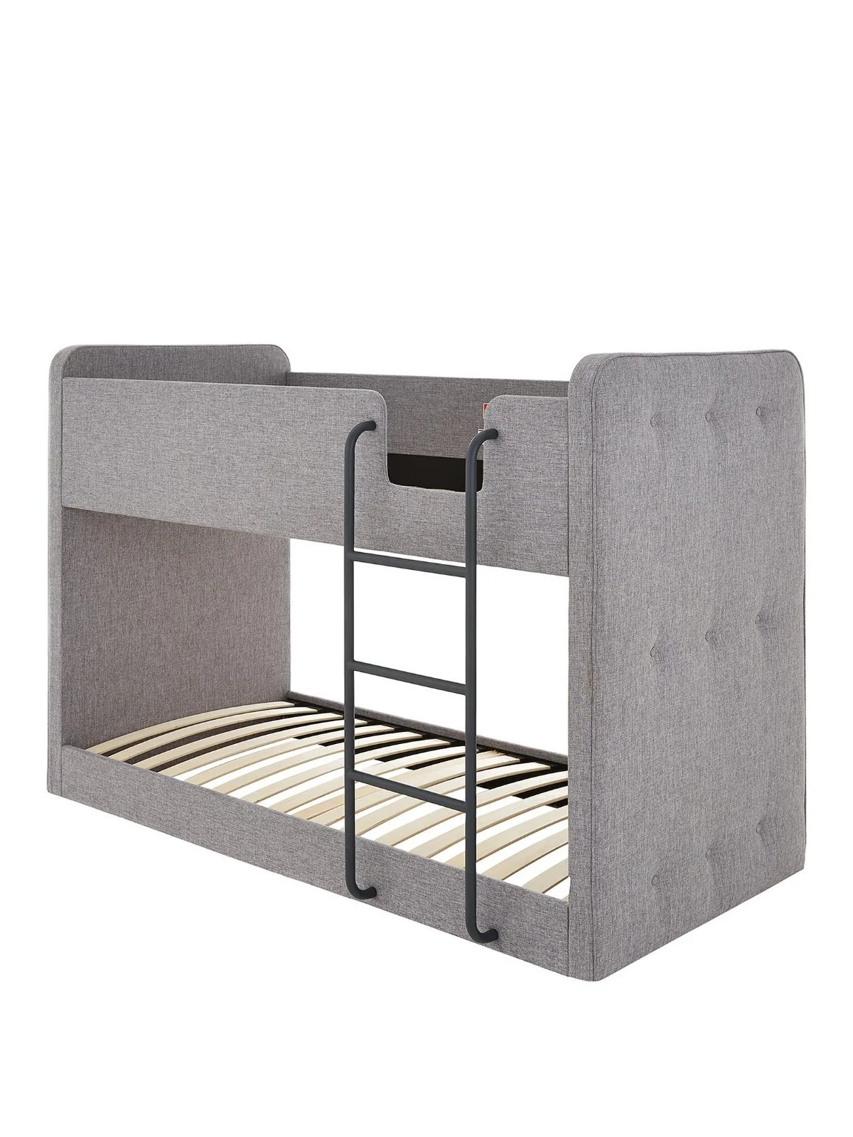 Charlie Fabric Bunk Bed Grey | Upholstered | 70kg Load | Metal Ladder - Image 3