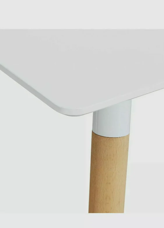 CHARLIE SOLID BEECH 4 SEATER DINING TABLE WHITE Modern Kitchen Furniture - Image 2