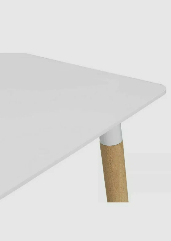 CHARLIE SOLID BEECH 4 SEATER DINING TABLE WHITE Modern Kitchen Furniture - Image 3